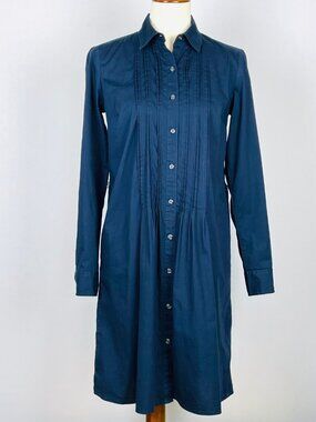 Tommy Hilfiger Classic Shirt Dress Sz S Navy Preppy Old Money Quiet Luxury